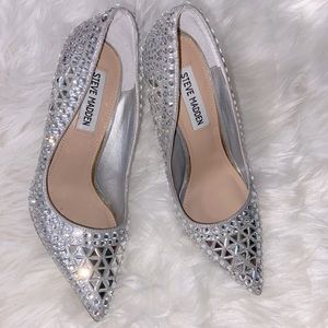 Steve Madden Vivid Rhinestone Silver Sparkle Stilettos